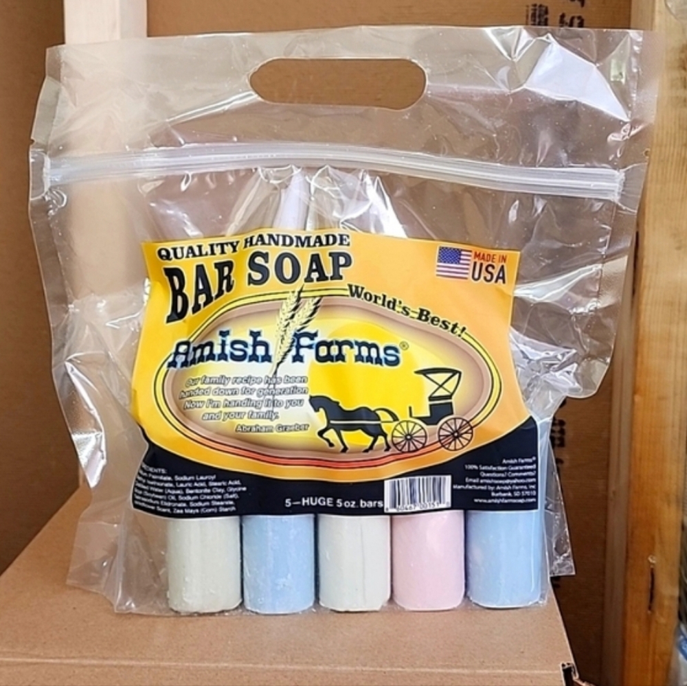 Amish Farms Soap 5 Huge Bars 5oz each Made in USA